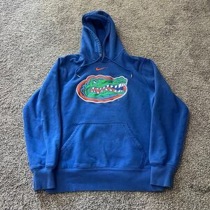 VTG Nike Florida Gators Center Swoosh Check Hoodie Sweatshirt Blue Size Large